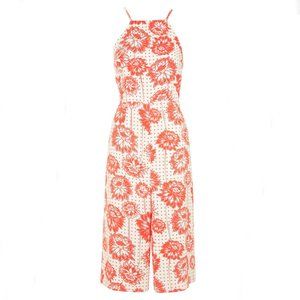 Topshop High Neck Poppy Print Culotte Jumpsuit